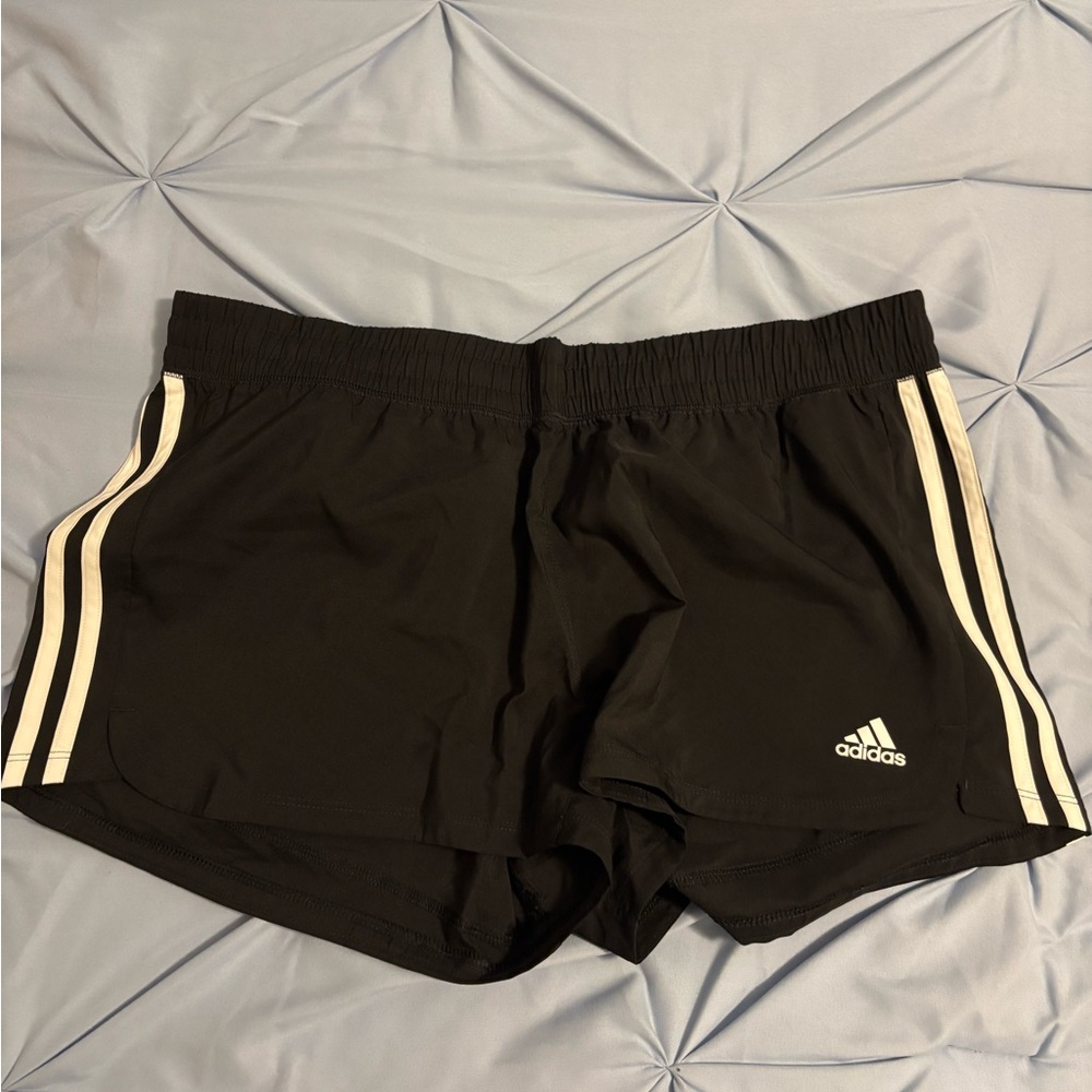Adidas Black Athletic Shorts with Signature Stripes